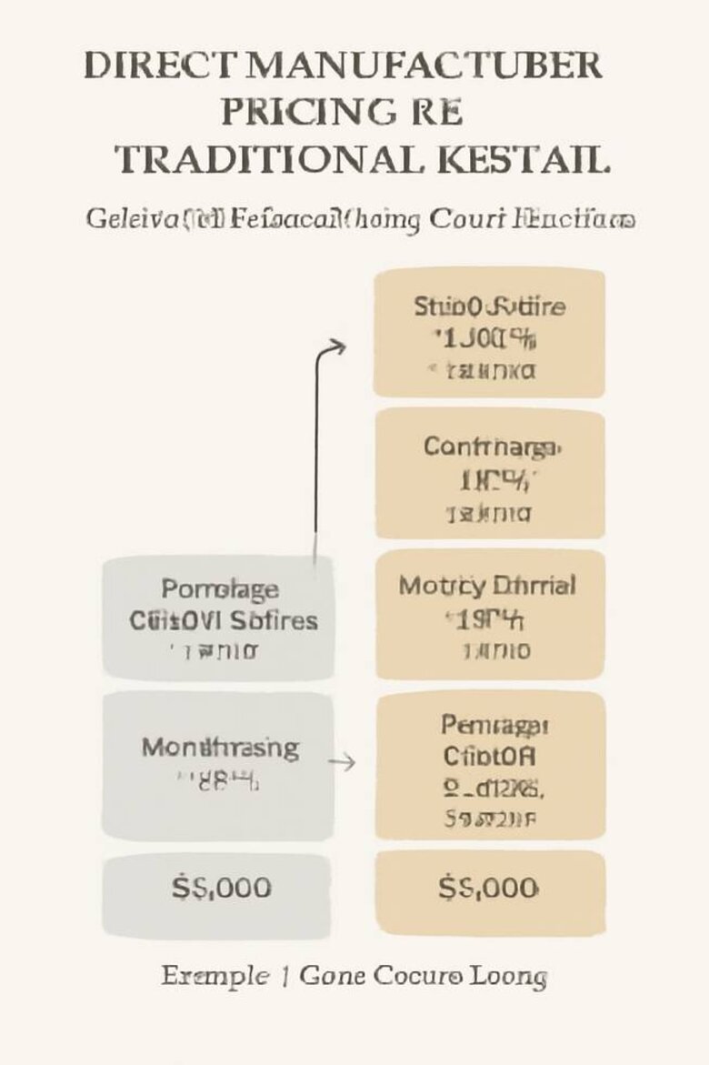 Infographic: Direct vs Traditional Retail Cost Breakdown - Visual flowchart showing exact markup percentages at each stage from manufacturing to final retail, with specific dollar amounts for 1-carat custom earring examples