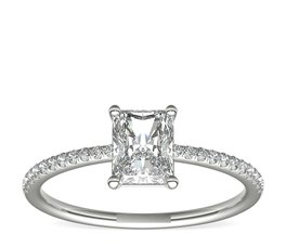 Pave ring with radiant cut lab-grown diamond