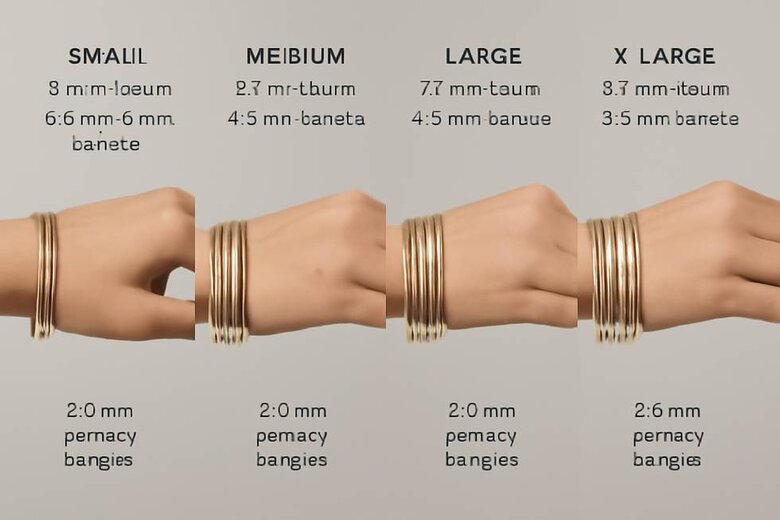 Image: Wrist Proportion Styling Chart - Detailed visual guide showing optimal bangle quantities and thicknesses for different wrist sizes and personal style preferences