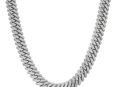 Diamond Edge Cuban Link Chain 29.25ctw 14K White Gold