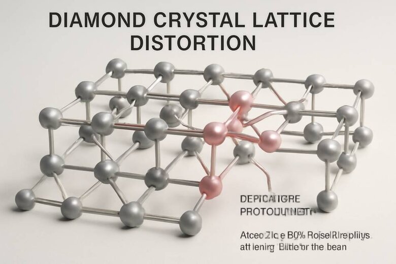 Image: Crystal Lattice Distortion Diagram - Visual demonstration of how carbon atoms shift to create pink coloration, making complex geological science accessible