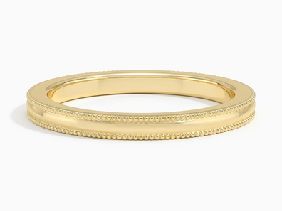 2mm Milgrain Wedding Ring in 18K Yellow Gold