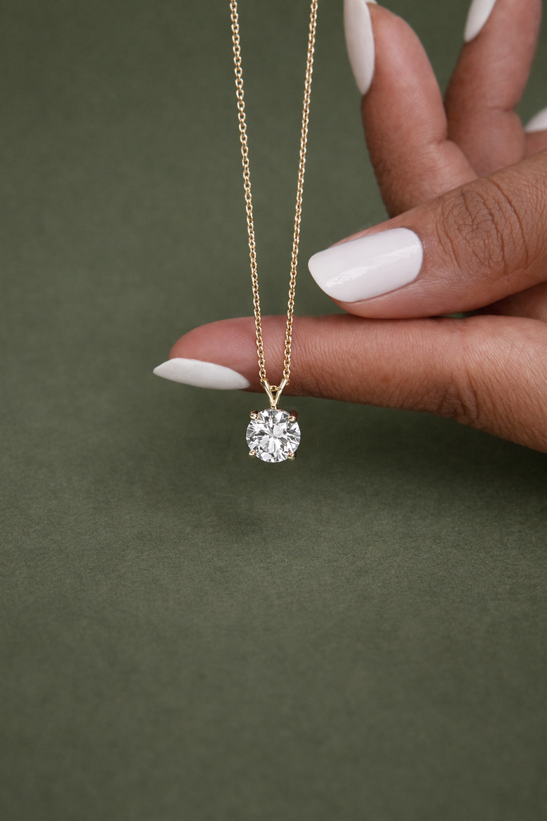 Meghan Markle Style Diamond Pendant Comparison - Visual guide showing exact proportions and sizing that recreate her signature minimalist look