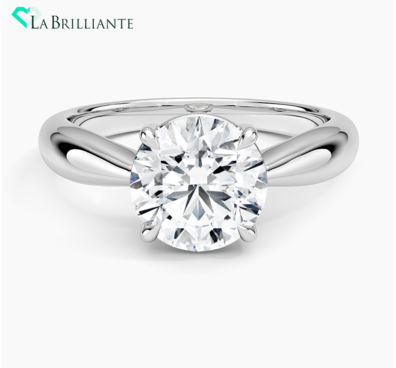Thea Tapered Solitaire Diamond Ring in 18K White Gold