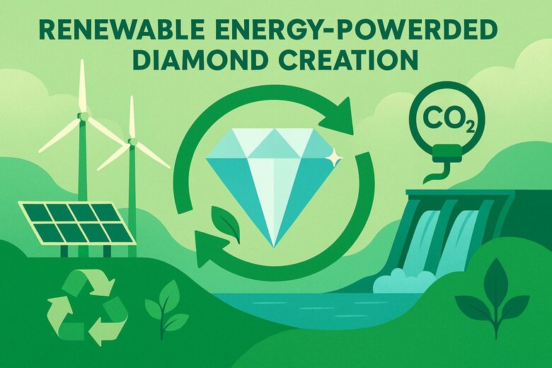 Image: Modern Lab-Grown Diamond Creation Process - Showcasing renewable energy-powered facilities producing sustainable luxury diamonds for conscious consumers