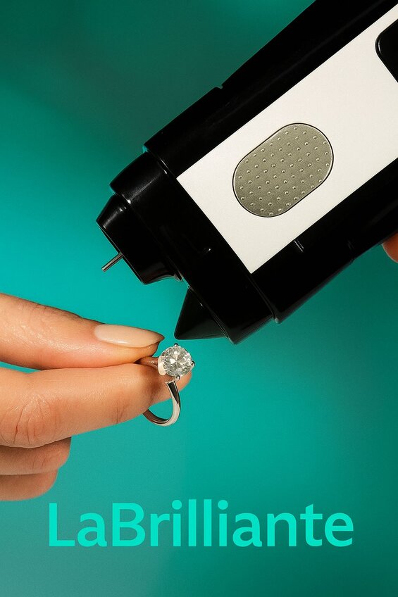 Bild: Nahaufnahme eines blau nuancierten HPHT-Diamanten