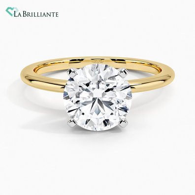 Four-Prong Petite Comfort Lab Diamond Engagement Ring in 18K Yellow Gold