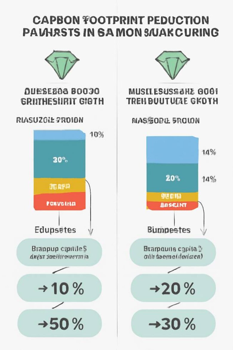 Infographic: Carbon Footprint Reduction Pathways for CVD vs HPHT Manufacturing - Compares emissions sources and reduction strategies for different diamond production methods, showing specific percentage improvements possible