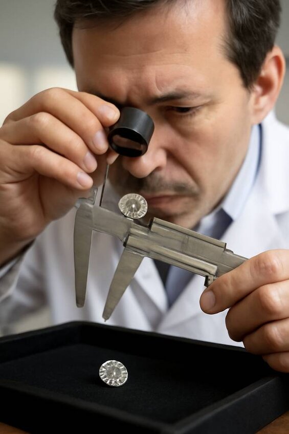 Image: Professional Girdle Inspection Process - Step-by-step visual guide showing gemologist using loupe and measuring instruments to assess girdle thickness, finish quality, and defect identification under proper lighting conditions