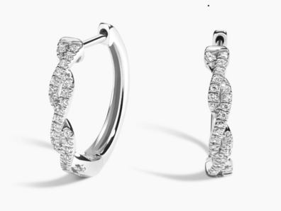 Twisted Vine Diamond Hoop Earrings (1_6 ct. tw.) in 18K White Gold