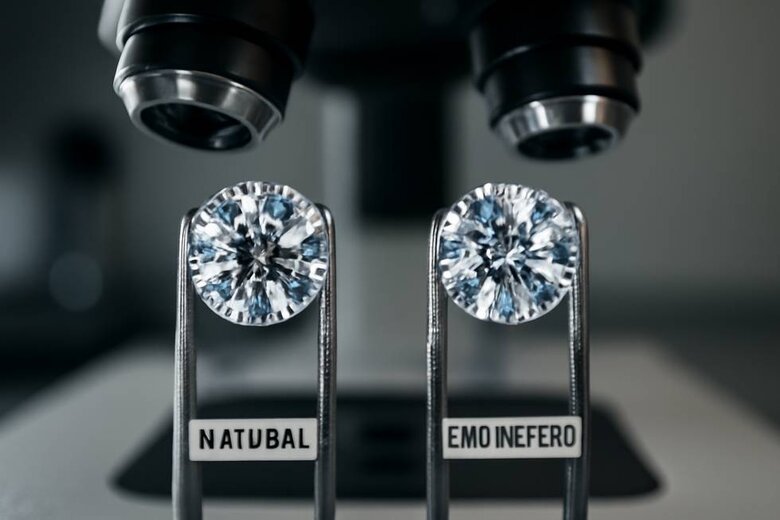 Image: Side-by-Side Diamond Comparison Under Magnification - Visual proof showing identical crystal structure, brilliance patterns, and optical properties between natural and engineered diamonds of equivalent grades