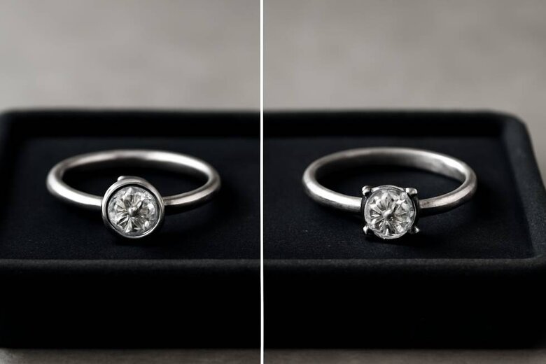 Image: Active Lifestyle Bezel Ring Durability Test - Split-screen showing bezel vs prong settings after 6 months of intensive use by healthcare workers, fitness trainers, and teachers, proving real-world durability advantages