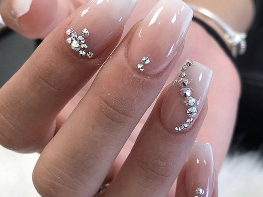 Nail design with crystals and diamonds