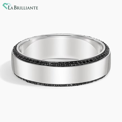 Avalon Eternity Black Lab Diamond 6mm Ring in 18K White Gold