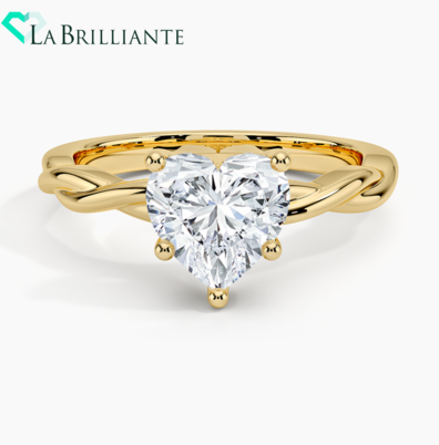 Twisted Vine Hidden Halo Diamond Ring in 18K Yellow Gold