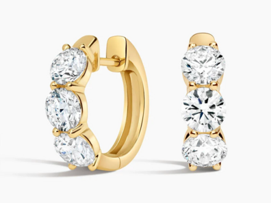 Zelda Lab Diamond Huggie Hoop Earrings (3 ct. tw.) in 14K Yellow Gold