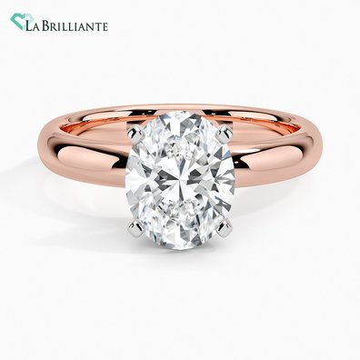3 mm Comfort Fit Solitaire Lab Diamond Engagement Ring in 14K Rose Gold