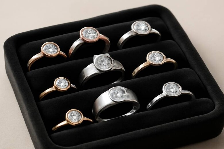 Image: 2025 Bezel Ring Trend Forecast Gallery - Stunning visual compilation of upcoming bezel ring designs, trending metal combinations, and innovative setting styles that will dominate 2025 weddings, giving readers exclusive preview of what