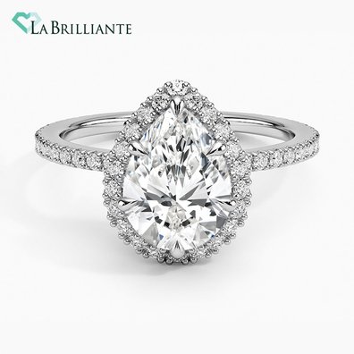 Luxe Ballad Halo Lab Diamond Engagement Ring in 18K White Gold