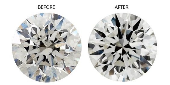 Man made diamond before and after comparison