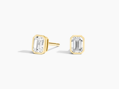 Emerald Cut Lab Diamond Bezel Stud Earrings (1_2 ct. tw.) in 14K Yellow Gold