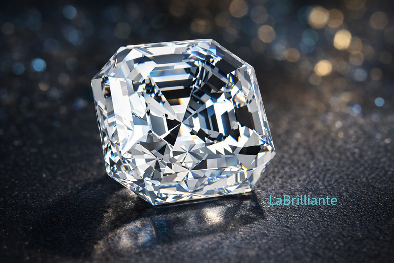 Clarity Impact on Step-Cut Facets - Side-by-side comparison showing how inclusions appear in step-cut versus brilliant-cut diamonds, with magnified views demonstrating why VS2 minimum is essential for Asscher cuts