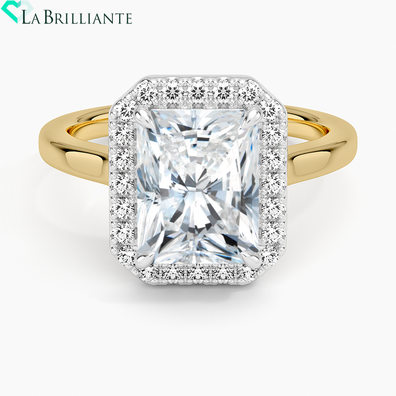 Platinum Mixed Metal Julia Halo Diamond Ring (15 ct. tw.) in 18K Yellow Gold