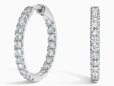Small Perfect Luxe Hoop Lab Diamond Earrings in 14K White Gold