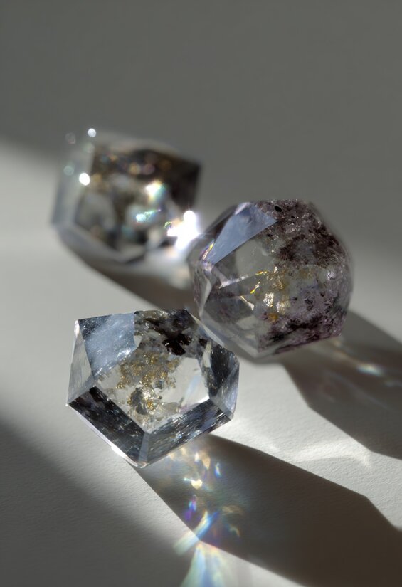 Image: HPHT Diamond Crystal Structure Under Magnification - Visual demonstration of cuboctahedral shapes and geometric sector patterns for accurate identification