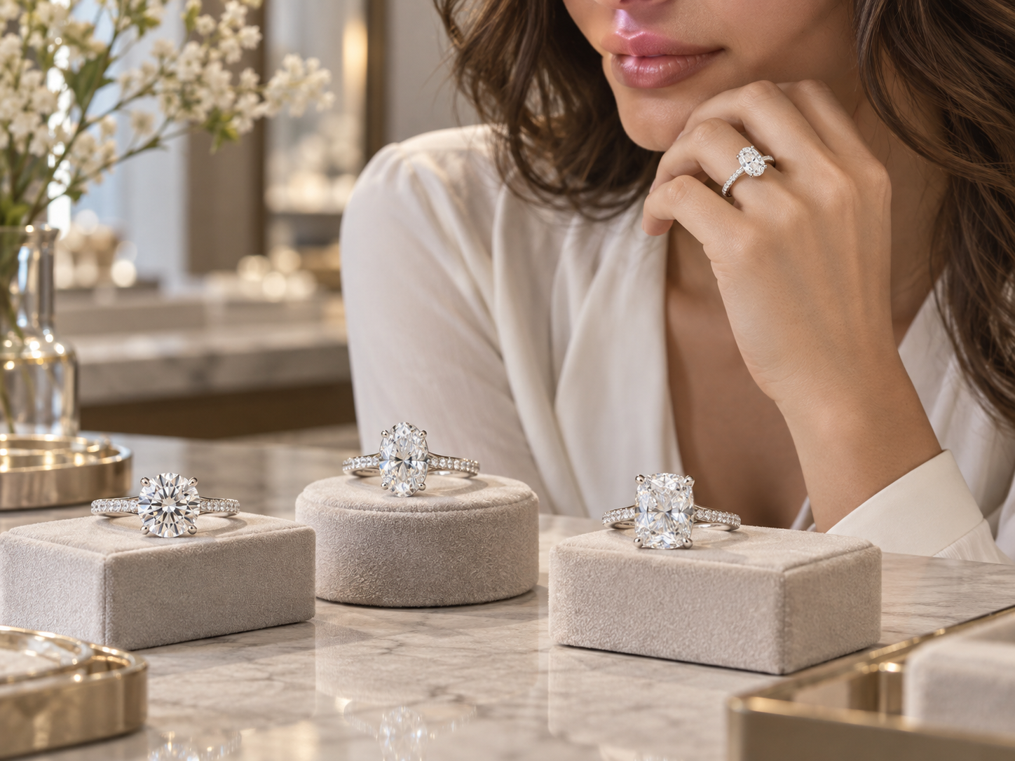 Editorial bridal image reflecting the growing share of U.S. couples choosing lab-grown diamond engagement rings.